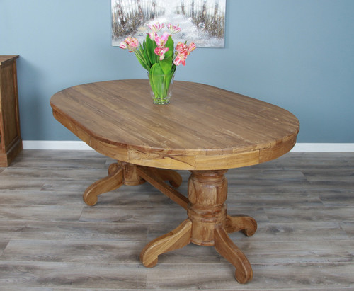 Reclaimed teak oval pedestal - teak,