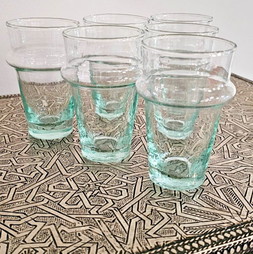 Moroccan clear glass tea juice - clear,