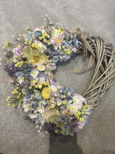 Door wreath white wicker - white,