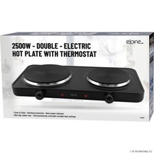 Double Hot Plate Portable Electric Table Top Hob 2500W with Thermostat Black New