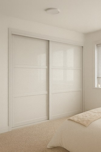 White shaker sliding - sliding, wardrobe