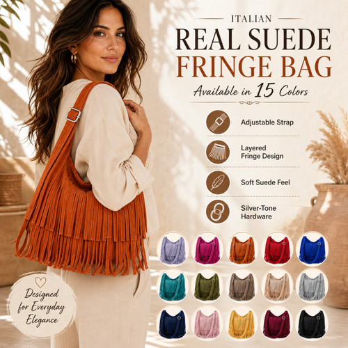 Suede fringe bag real - suede, bag,