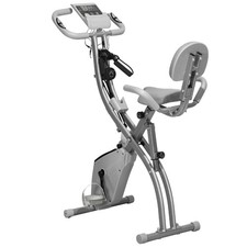 HOMCOM 2-In-1 Folding Exercise Bike with 8-Level Magnetic Resistance Grey
