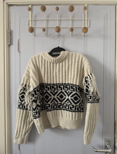 Cream black chunky knit - black,
