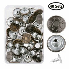 40 X 17mm Denim Replacement Jeans Buttons Snap Fasteners Press Tack Alloy Studs