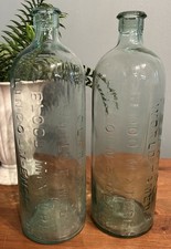 Pair of Glass Vintage Chemist Blood Bottles - Antique Vessel