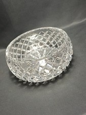 Waterford Style Diamond Cut Crystal Glass Fruit Bowl Heavy Serving Bowl VGC 
