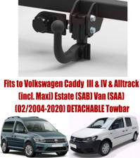 DETACHABLE Tow Bar For VW Caddy (2004-2020) & 7 Pin Bypass Relay Kit - V029