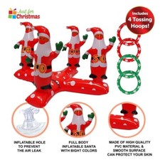 INFLATABLE CHRISTMAS PARTY SANTA RING TOSS GAME 4 RINGS KIDS ADULTS XMAS