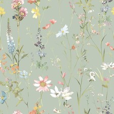World of Wallpaper Elsie Floral Sage Green / Multi AF0044 Modern Vintage