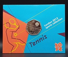 2012 London Olympics Tennis 50p Coin Fifty Pence Carded BUNC Uncirculated