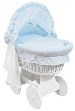 White Wicker Wheels Crib/baby