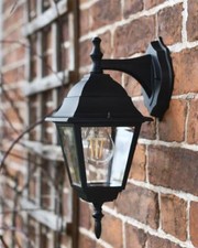 Black "Giselle" Outdoor Entrance Lantern Top Fix Garden Patio Wall Light IP44