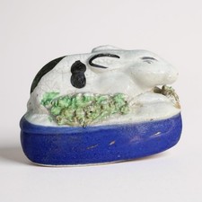 Porcelain Rabbit Figurine Staffordshire  19th Century 8 Cm