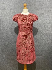 Moloh Dress Size UK 8 10 Red Devore Velvet Burnout Lined Gathered Waist Occasion