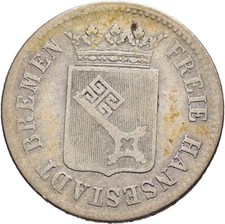Fitz Bremen City 12 Grote 1846 Coat of Arms Wreath Silver °TCH971