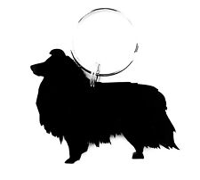 Sheltie Shetland Sheepdog  Dog Keyring Bag Charm Keychain Zipper Gift in Black