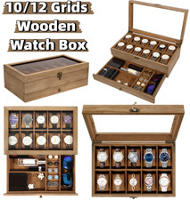 10/12 Grids Wooden Watch