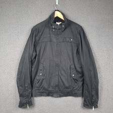 DIESEL Jacket Mens L Large Black Jloky Bomber Biker Cotton Canvas Full Zip Lined