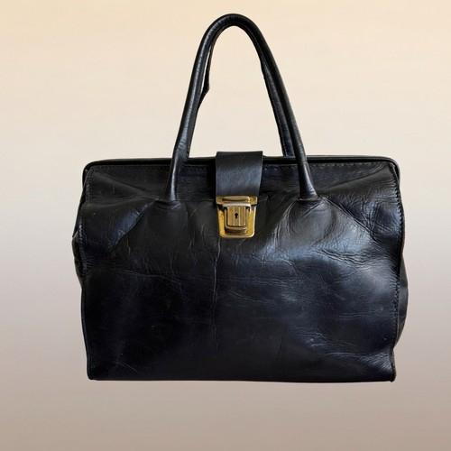 Vintage black real leather - black,