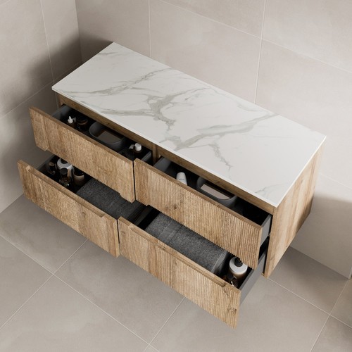 1200mm oak white marble - white, vanity