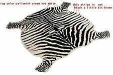 4.9x4.8' Zebra Print Animal Rug Hide Carpet Non Slip Backing Playroom Floor Mat