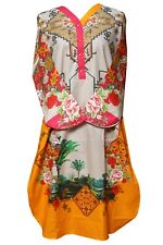 Ladies Indain Kurti Kurta Cotton Digital Print Yellow Tunic Top Pakistani DressD