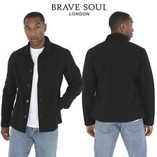 Brave Soul Mens Jacket Button Closure Wool Blend Jacket for Men, Black, S to XL