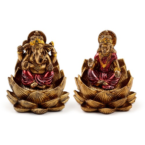 Gold ganesh lakshmi lotus - gold,