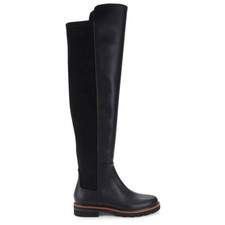 Stuart Weitzman Over The Knee Leather Boots Almond Toe Size 6 in Black NEW