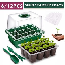 6-12Pack Propagator Growing Thicken Seedling Starter Growing Trays w/ Lids