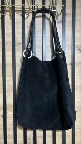 Real suede black - real, large