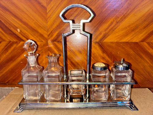 Deco chrome glass tantalus - glass,