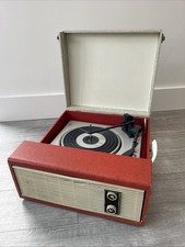 Vintage 1960s BSR UA25 Suitcase Record Player, Red, Non-Working, Parts/Repair