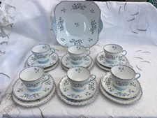 VINTAGE SHELLEY BONE CHINA TEA SET BLUE FLORAL