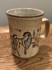 Vintage Dunoon Stoneware Mug Blue Tit Blue birds StoneBridge Scottish Wildlife 