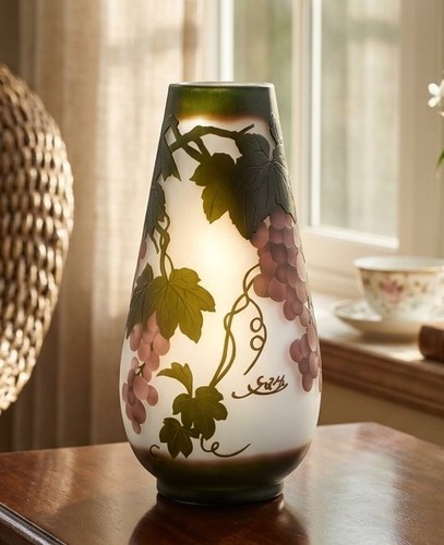 Galle style cameo glass vase - cameo,