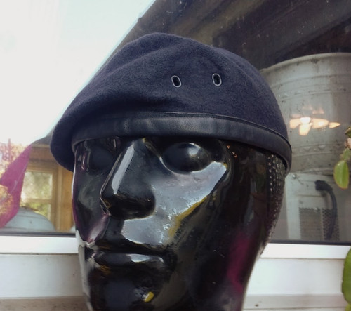 Navy beret wool knitted - beret,
