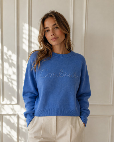 Blue jumper wool blend - blue,
