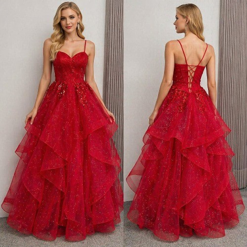 Satin line evening gown - evening,