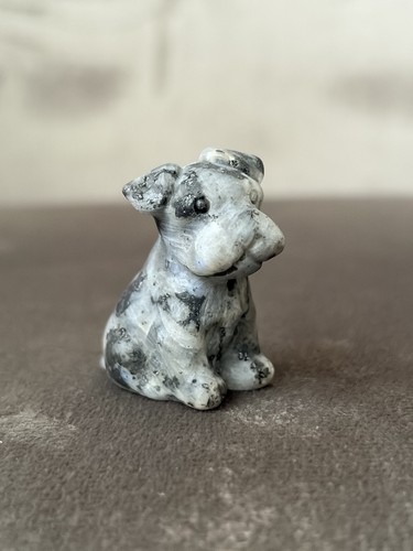 Labradorite schnauzer figurine - labradorite,