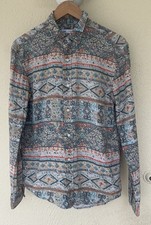 Zara Men's Geometric Southwest Aztec Pattern Long Sleeve Button Down Shirt S