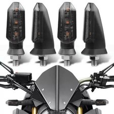 4PCS Motorbike Motorcycle Turn Signal Indicator Lamp Amber Mini LED Light Smoked