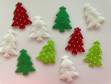 Choose Color! 10pc Grinchy Tree Fabric Applique Embellishments Scrapbook