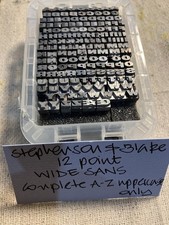 12 POINT S&B WIDE SANS COMPLETE A-Z UPPERCASE  LETTERPRESS PRINT TYPE