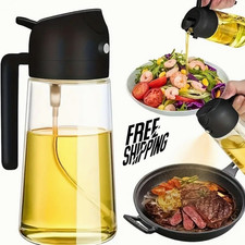 2 in 1 Oil Dispenser & Sprayer Plastic Oil Spray Bottle 470ml Cooking Kitchen