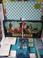 Waddingtons Buccaneer Board Game 1958 100% Complete Blue Black Box Large Board 1
