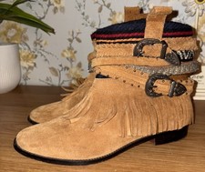 ZARA Tan Brown Suede Cowboy