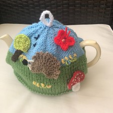 HAND KNITTED HEDGEHOG TEA COSY FOR A  MEDIUM TEAPOT 3-4 CUP