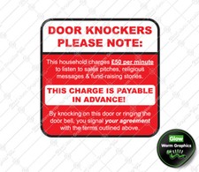 No Cold Calling Window Door Stickers Religious Groups Funny Novelty Callers Sign